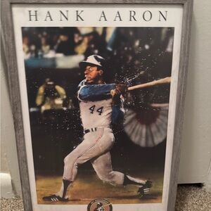 Hank Aaron Baseball Wall Art with Gray Frame